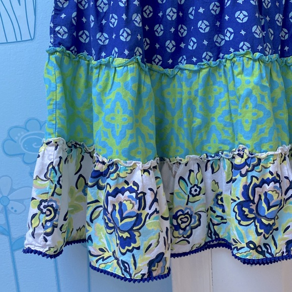Girl’s Vintage PLACE 2007 Long Blue Green White Tiered Boho Circle Skirt Size 10 - Picture 2 of 9
